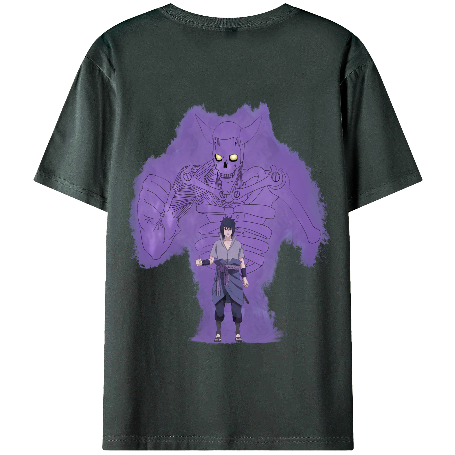 （画像用） NARUTO -ナルト- うちは サスケ Uchiha Sasuke 綿100％ メンズ半袖Tシャツ（バックプリント） 通気性